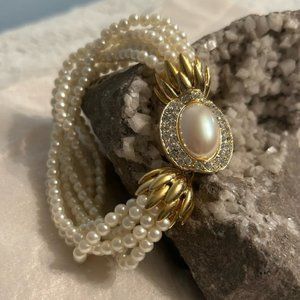 Multi strand faux pearl bracelet